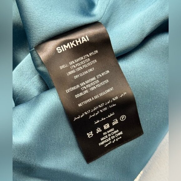🆕 SIMKHAI 🧿 NWOT Halen Draped Velvet Mini Dress, Celestial Blue - Sz US 0 - Picture 14 of 16